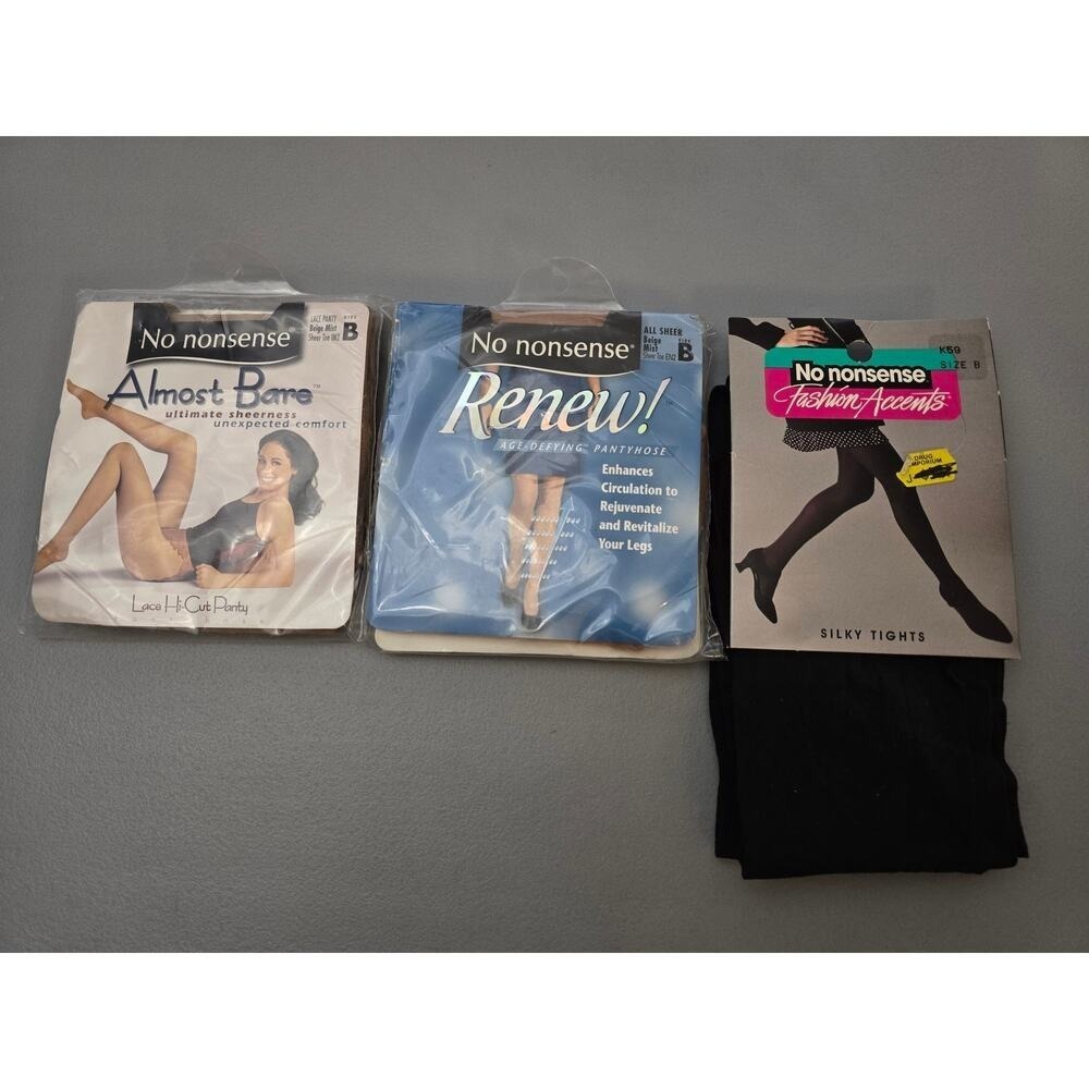 Vintage No Nonsense set of 3 SZ‎ B Pantyhose NIB